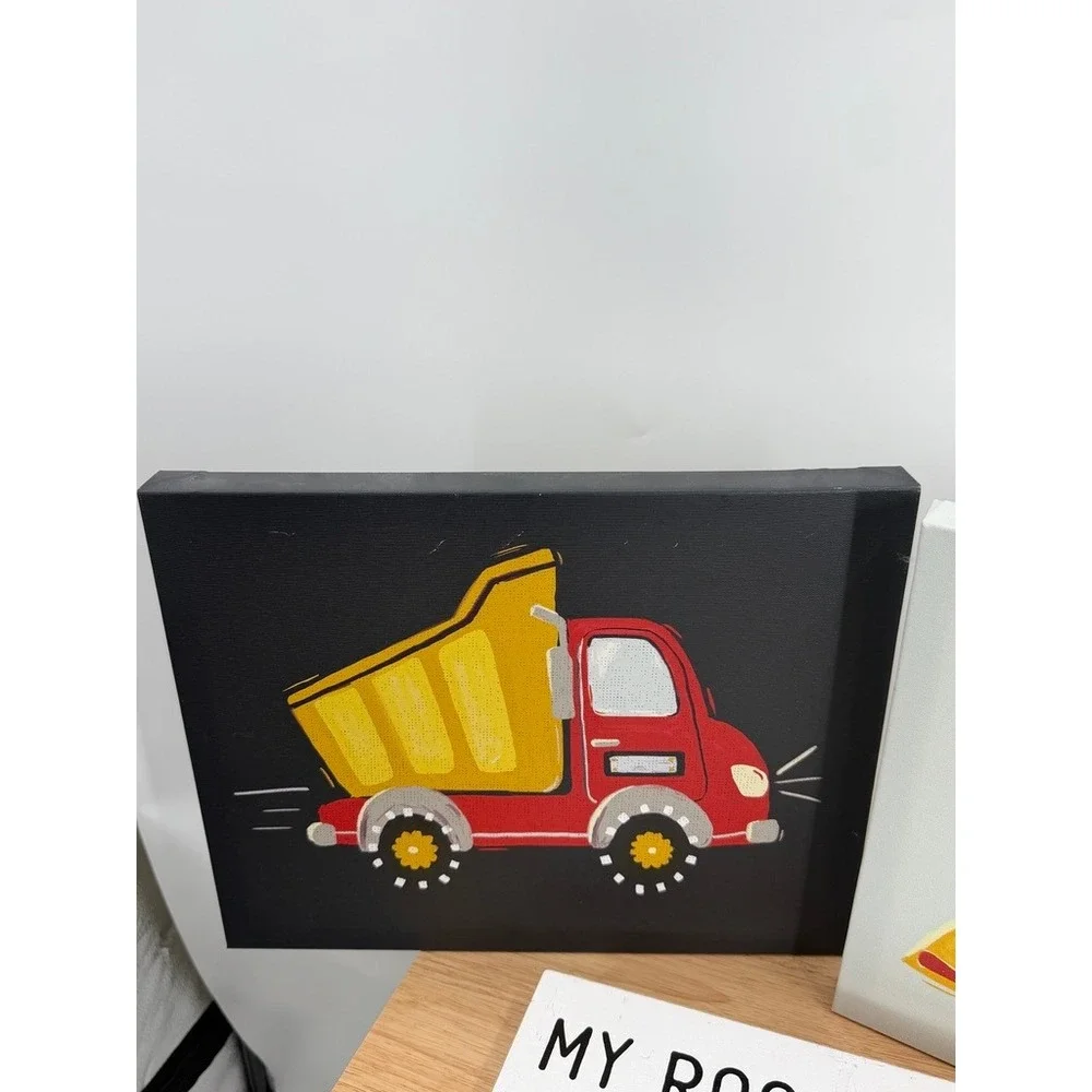 Hobby Lobby 3 Piece Construction Truck Wall Decor Set Kids Bedroom Playroom